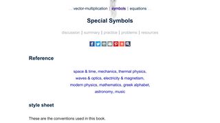 Special Symbols – The Physics Hypertextbook