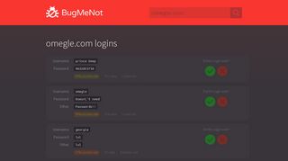 omegle.com passwords - BugMeNot