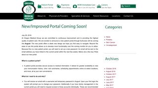 New/Improved Portal Coming Soon! - Oregon Medical Group