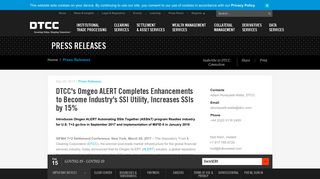 DTCC's Omgeo ALERT Completes Enhancements to Become ...