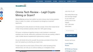 Omnia Tech Review - Legit Crypto Mining or Scam? - Scam Bitcoin
