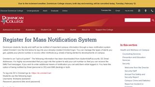 Register for Mass Notification System - Dominican College