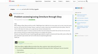 Problem accessing/using Omniture through Ebay | Adobe Community ...