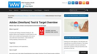 Adobe (Omniture) Test & Target - Web Analytics World
