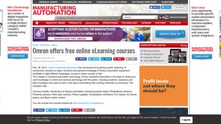 Omron offers free online eLearning courses | Manufacturing ...