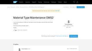 Material Type Maintenance OMS2 - archive SAP