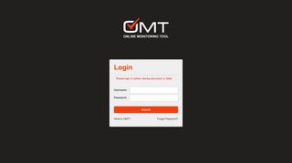Online Monitoring Tool Login Page