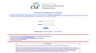 EIA Single Sign On Login Screen