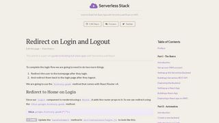 Redirect on Login and Logout | Serverless Stack