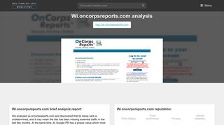 Wi On Corps Reports. OnCorps Reports™ - The Online Reporting ...
