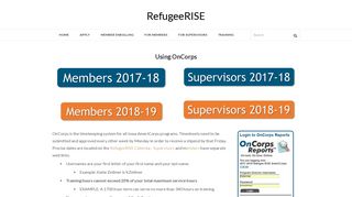 Using OnCorps - RefugeeRISE