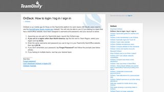 OnDeck: How to login / log in / sign in – TeamUnify Product Forum