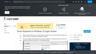 touchscreen - Touch Keyboard on Windows 10 Logon Screen - Super User
