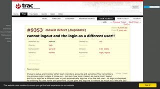 #9353 (cannot logout and the login as a different user!!) – The Trac ...