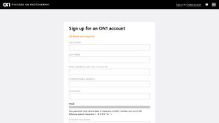 Sign up for an ON1 account – ON1