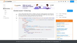 Onclick event + Enter key - Stack Overflow