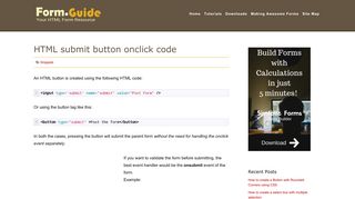 HTML submit button onclick code - HTML Form Guide