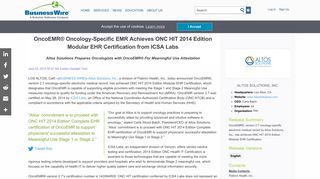 OncoEMR® Oncology-Specific EMR Achieves ONC HIT 2014 ...