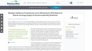 Michigan Healthcare Professionals Joins ION ... - Business Wire