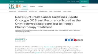 New NCCN Breast Cancer Guidelines Elevate Oncotype DX Breast ...