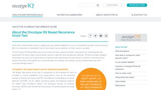 About the Oncoytpe DX Breast Recurrence Score® | Oncotype IQ®