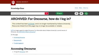 ARCHIVED: For Oncourse, how do I log in? - Indiana University ...