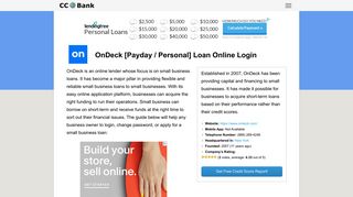 OnDeck [Payday / Personal] Loan Online Login - CC Bank