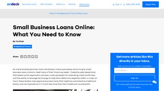 Small Business Loans Online: What You Need to Know - OnDeck