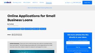 Online Applications for Small Business Loans - OnDeck