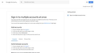 Sign in to multiple accounts at once - Computer - Google Account Help