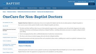 OneCare for Non-Baptist Doctors - Baptist Memorial Health Care