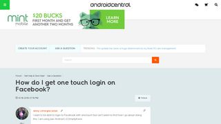 How do I get one touch login on Facebook? - Android Forums at ...