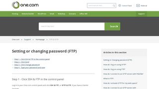 Setting or changing password (FTP) – Support | One.com