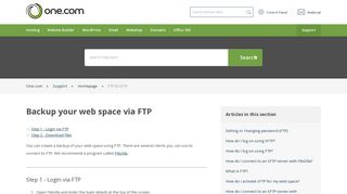 Backup your web space via FTP – Support | One.com