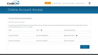 Set Up Your Online Account | Credit One Bank