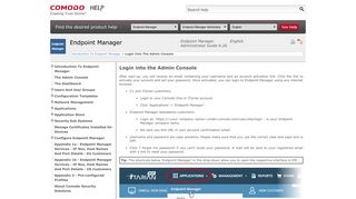 Login Into The Admin Console, Endpoint Manager ... - Comodo Help