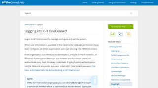 Logging into GFI OneConnect - GFI Software