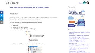 How to drop a SQL Server Login and all its dependencies - SQLShack