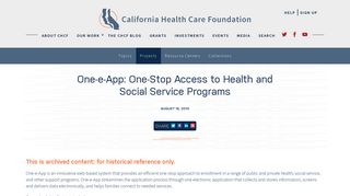 One-e-App: One-Stop Access to Health and Social Service Programs ...