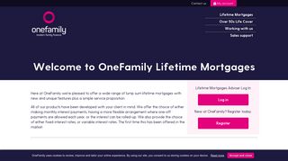 Lifetime Mortgages - Equity Release Products | OneFamily Adviser