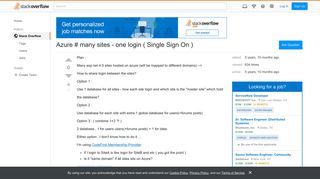 Azure # many sites - one login ( Single Sign On ) - Stack Overflow