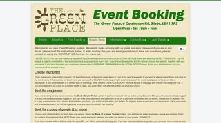 The Green Place Event Booking - How to Book