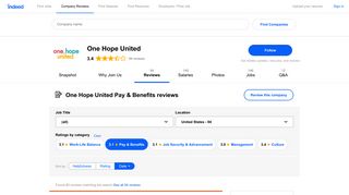 Working at One Hope United: Employee Reviews about Pay ... - Indeed