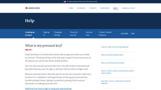 login.gov | What is my personal key?