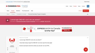 I cannot login ONE-KEY at all, who can advise?? - Canadavisa.com