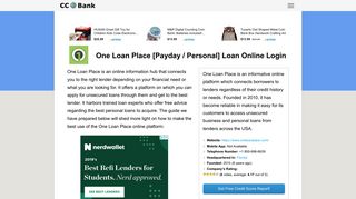 One Loan Place [Payday / Personal] Loan Online Login - CC Bank