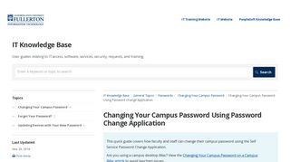 Changing Your Campus Password Using Password Change ...