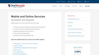 Mobile and Online Services | One Nevada Credit Union