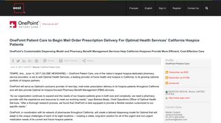 OnePoint Patient Care to Begin Mail Order Prescription Delivery For ...