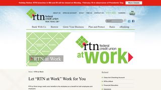 Credit Union Benefits | RTN at Work - RTN Federal Credit Union